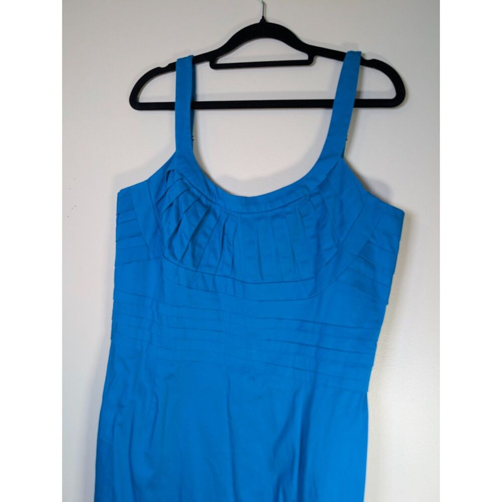 Calvin Klein Teal Sheath Dress 12 Pleated Cotton Sateen Cocktail Party Night Out - Picture 3 of 10